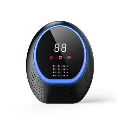 Black Rechargeable Ozone & UV-C Air Purifier with Remote - Portable Odor Eliminator for Home, Pets & Closets