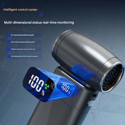 Silver Portable High-Speed Turbo Fan & Air Duster - 130,000 RPM Brushless Motor, Rechargeable Blower