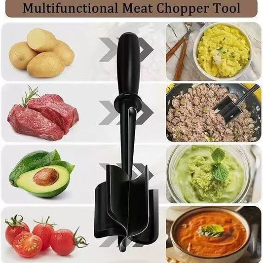 3-pieces Red Premium Heat Resistant Meat Chopper - Ground Meat Masher Utensil for Hamburger & Non-Stick Pans