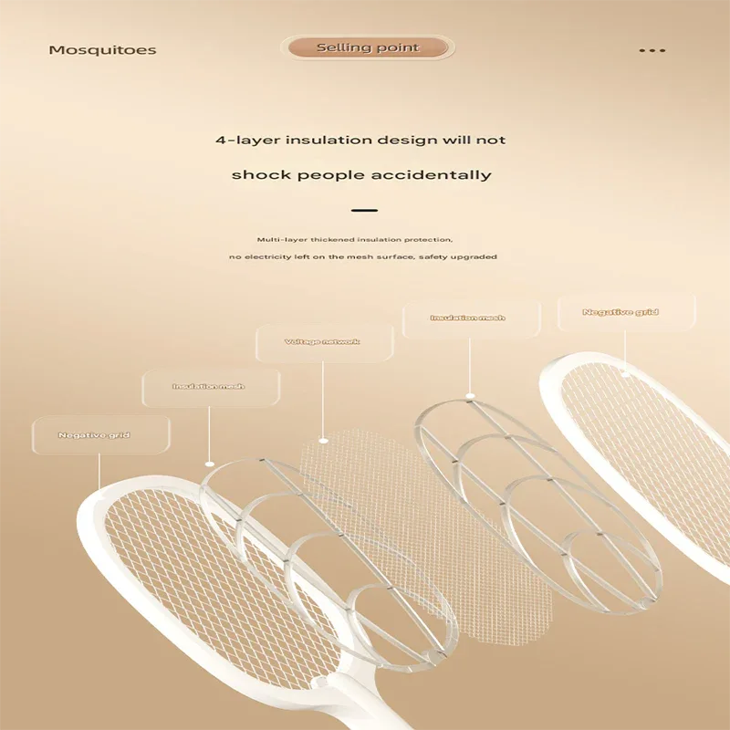 White Rechargeable 2-in-1 Bug Zapper Racket - Electric Fly Swatter & UV Mosquito Lamp with Charging Base