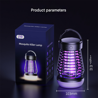 White Rechargeable 3-in-1 Bug Zapper Lantern - Portable UV Mosquito Killer with Camping Light & SOS Mode