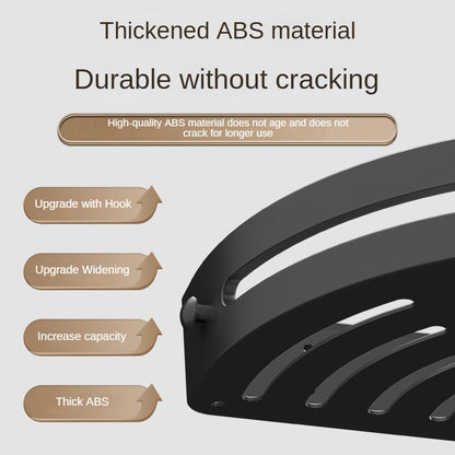 Two layers of elegant black Premium No-Drill Corner Shower Caddy - Thickened ABS Bathroom Storage Shelf with Hooks, Quick Wall Mount Organiser