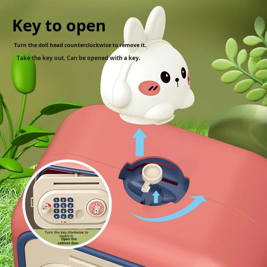 Brown Electronic Piggy Bank Safe for Kids - Automatic Rolling Money Box with PIN & Fingerprint Lock - Mekamart Australia