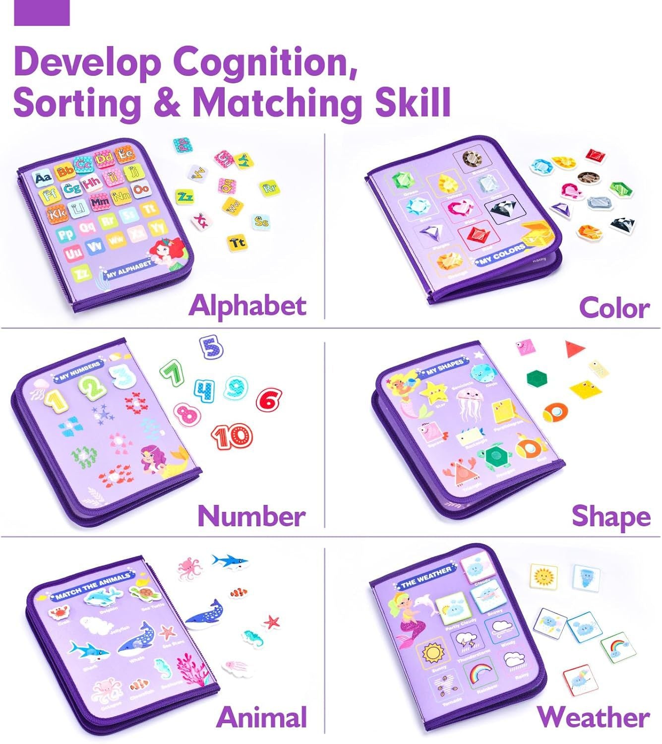 Blue Early Education Learning Board - Felt Activity Board for Toddlers