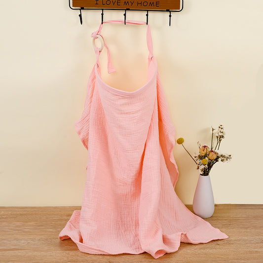Pink Soft Muslin Cotton Nursing Cover - Breathable Breastfeeding Apron for Privacy
