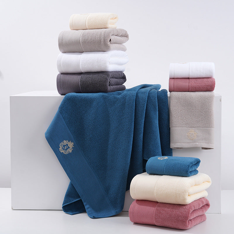 Premium Absorbent Cotton Towel Set - Soft Bath & Hand Towels with Double-Sided Plush(white)