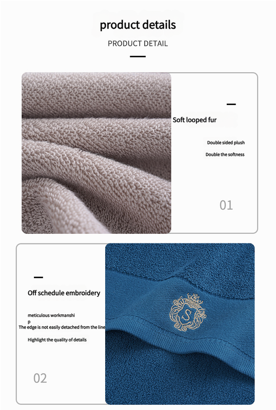 Premium Absorbent Cotton Towel Set - Soft Bath & Hand Towels with Double-Sided Plush(white)