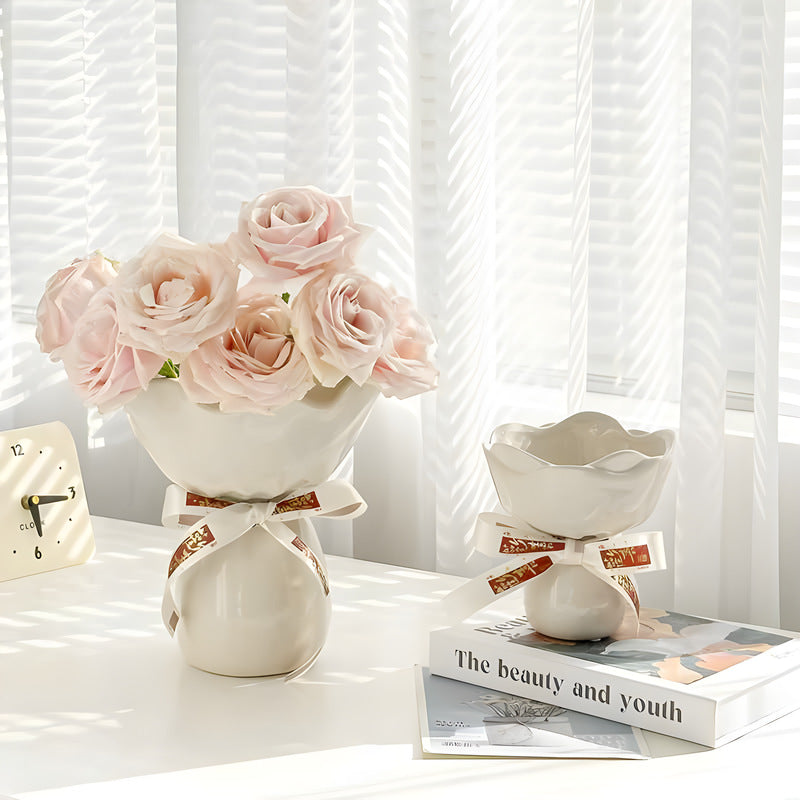 Handcrafted Minimalist Ceramic Vase - Artistic Home Decor Centerpiece(pink)