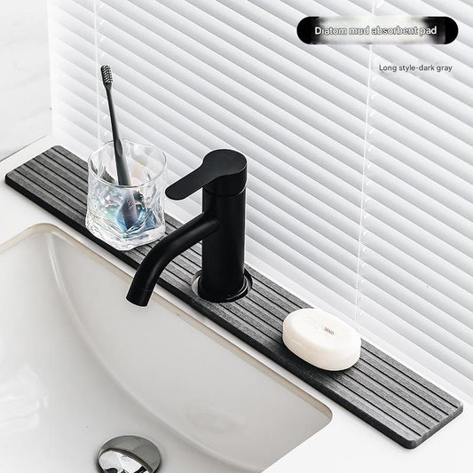 Diatom Mud Faucet Splash Guard & Absorbent Mat - Quick Dry, Non-Slip Sink Organizer(dark grey)