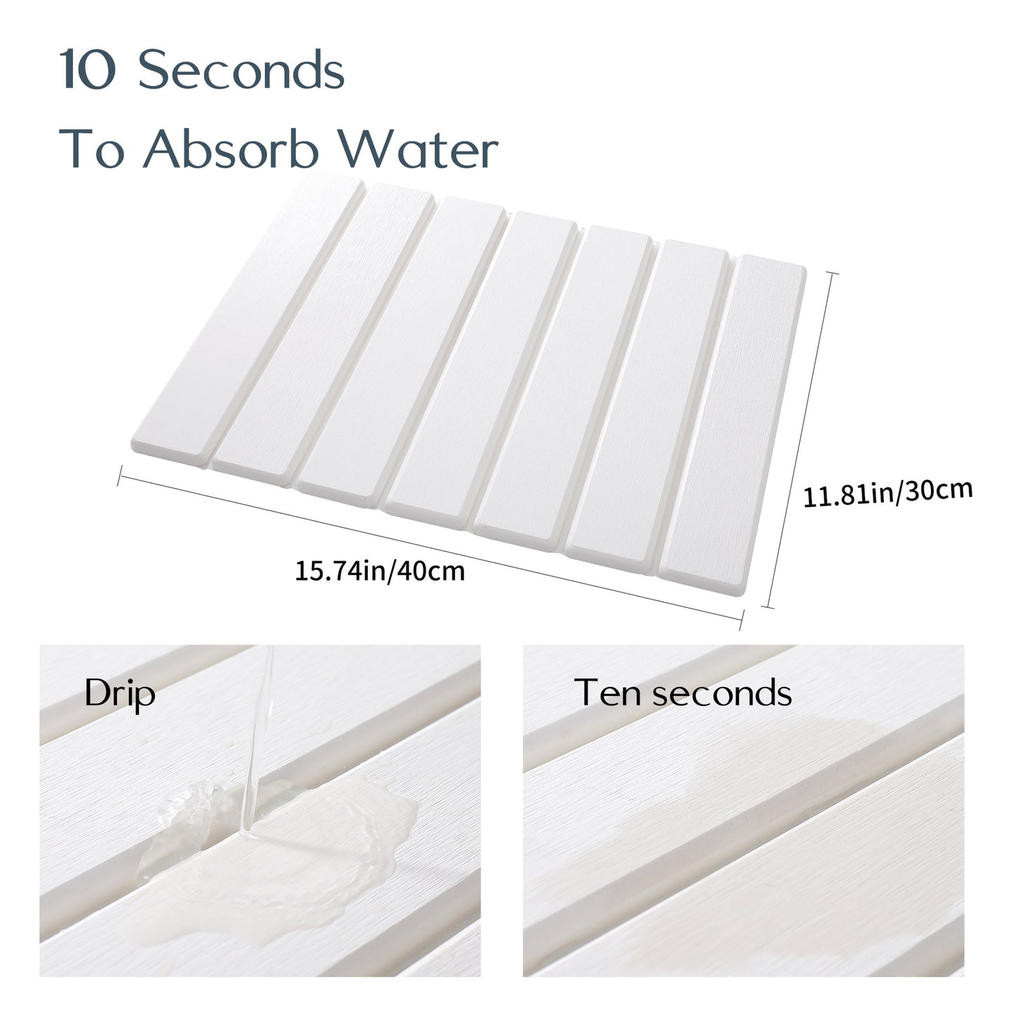 Folding Diatomaceous Earth Countertop Drain Mat - Quick Dry, Non-Slip & Easy Clean Absorbent Pad(light grey)