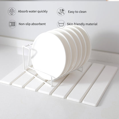 Folding Diatomaceous Earth Countertop Drain Mat - Quick Dry, Non-Slip & Easy Clean Absorbent Pad(light grey)