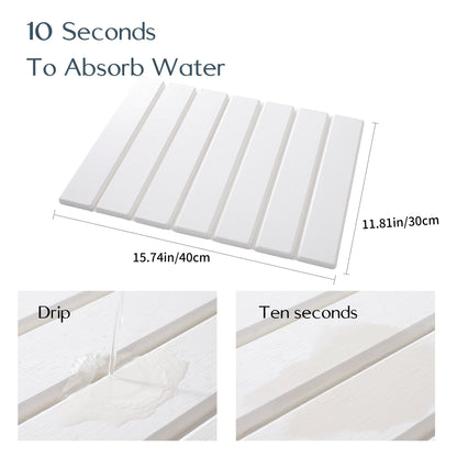 Folding Diatomaceous Earth Countertop Drain Mat - Quick Dry, Non-Slip & Easy Clean Absorbent Pad(dark grey)