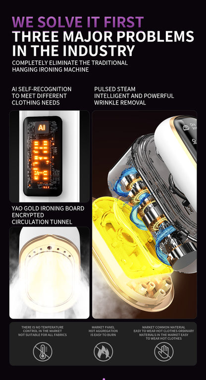 Portable Handheld Garment Steamer & Mini Iron - Smart Temperature Control, Rapid Heating & Powerful Steam for All Fabrics(White)