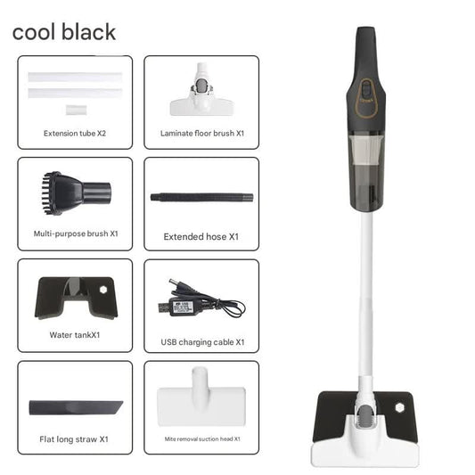 Cordless 2-in-1 Handheld & Stick Vacuum Cleaner with Detachable Water Tank & Dust Mite Remover(black)