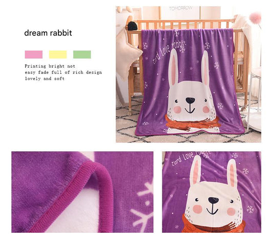 Ultra-Soft Kids Plush Fleece Blanket - Cozy Cartoon Animal Throw for All Seasons (Rabbit)