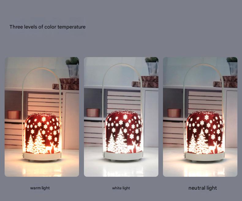 Portable Christmas LED Lantern - Dimmable, 3 Color Temps, 5200mAh Battery & Memory Function(Silver)