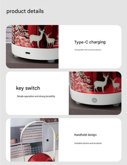 Portable Christmas LED Lantern - Dimmable, 3 Color Temps, 5200mAh Battery & Memory Function(Silver)