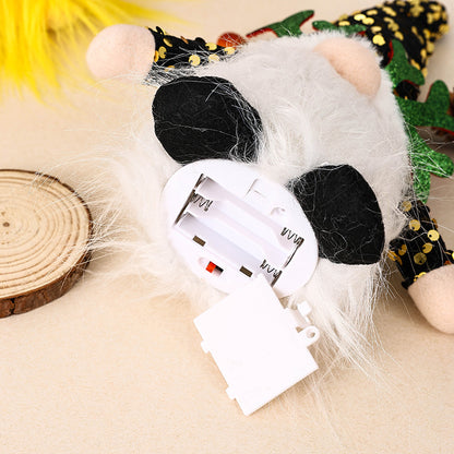 Light-Up Christmas Gnome Plush Doll with Sequin Hat & Antlers - Festive LED Tabletop Decoration(silver)