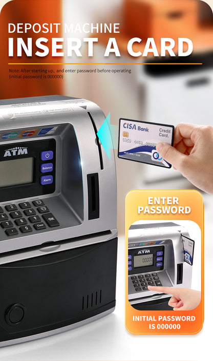 Kids Electronic ATM Savings Bank - Digital Piggy Bank with Password, Auto Roll-in Banknotes & Coin Slot for Financial Learning Fun(pink)