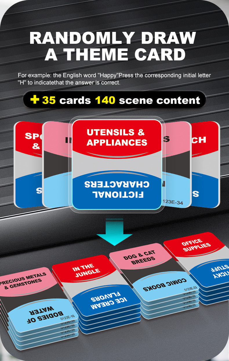 2pc Electronic Alphabet Categories Game - Fast-Paced Word Challenge for Family Fun(blue)