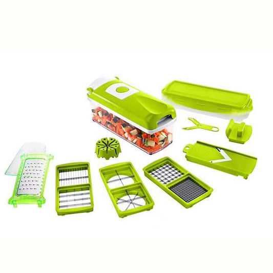 Multi-Functional Vegetable Chopper & Slicer Set - Dicer, Grater with Food Container & Peeler(green)