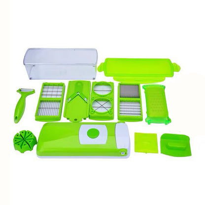 Multi-Functional Vegetable Chopper & Slicer Set - Dicer, Grater with Food Container & Peeler(green)