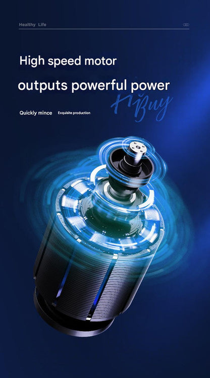 Electric Mini Garlic Chopper with Glass Bowl - USB Rechargeable, 6 Blades, Large Capacity(blue)