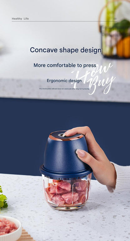 Electric Mini Garlic Chopper with Glass Bowl - USB Rechargeable, 6 Blades, Large Capacity(green)