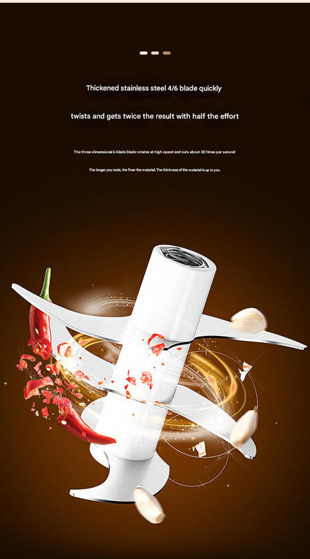 Powerful Mini Electric Food Chopper - USB Rechargeable Cordless Garlic & Meat Mincer(purple 320ml + 6-blade knife)