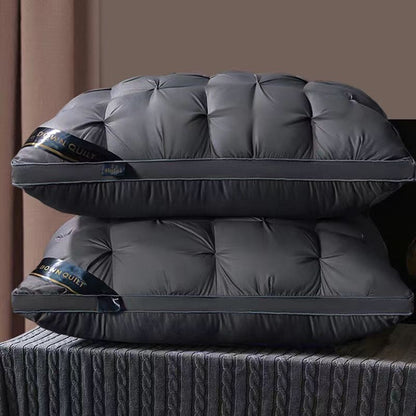 Dark Grey Luxury Adjustable Bed Pillow Set (2-Pack) - Hotel Quality Down Alternative for Ultimate Neck Support & Comfort