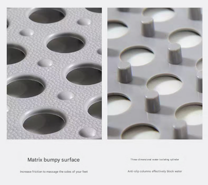 Grey And Pink DIY Interlocking Non-Slip Floor Tiles - 18-Pack PVC Drainage Mat for Shower & Bathroom Safety