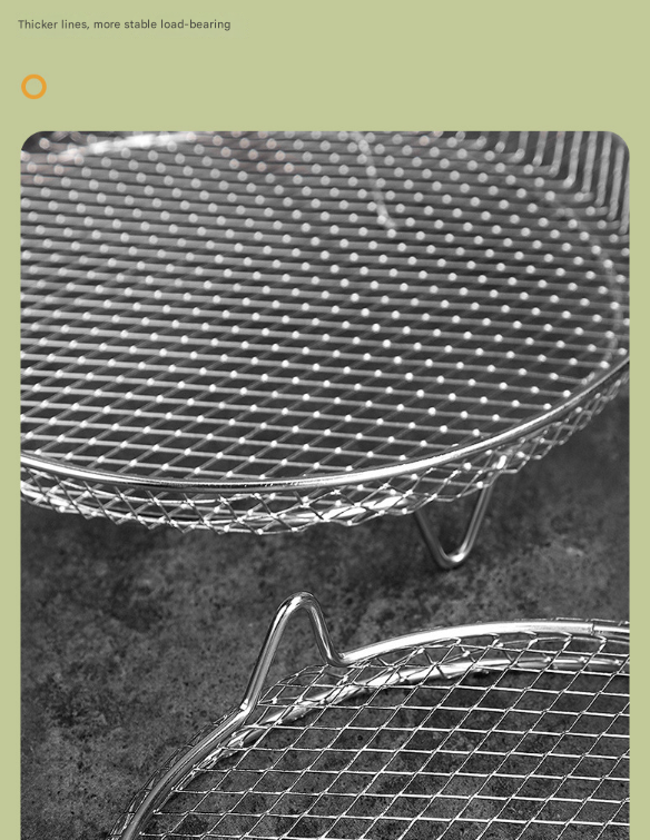 Silver 3-Pack Stackable Air fryer Racks - Food Grade Stainless Steel Multi-Layer Dehydrator & Crisper Tray Accessory