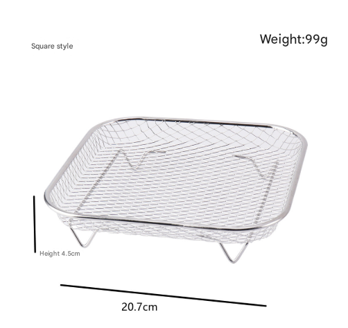 Silver 3-Pack Stackable Air fryer Racks - Food Grade Stainless Steel Multi-Layer Dehydrator & Crisper Tray Accessory
