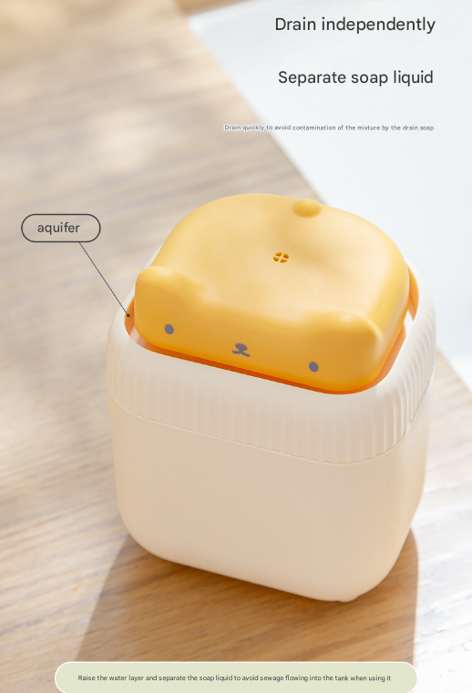 2 Pcs Yellow Cute Cat Press-to-Dispense Soap Pump & Sponge Caddy for Kitchen Sink