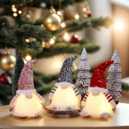 2 Pcs Red Charming Light-Up Christmas Gnome - Festive Nordic Plush Holiday Decoration