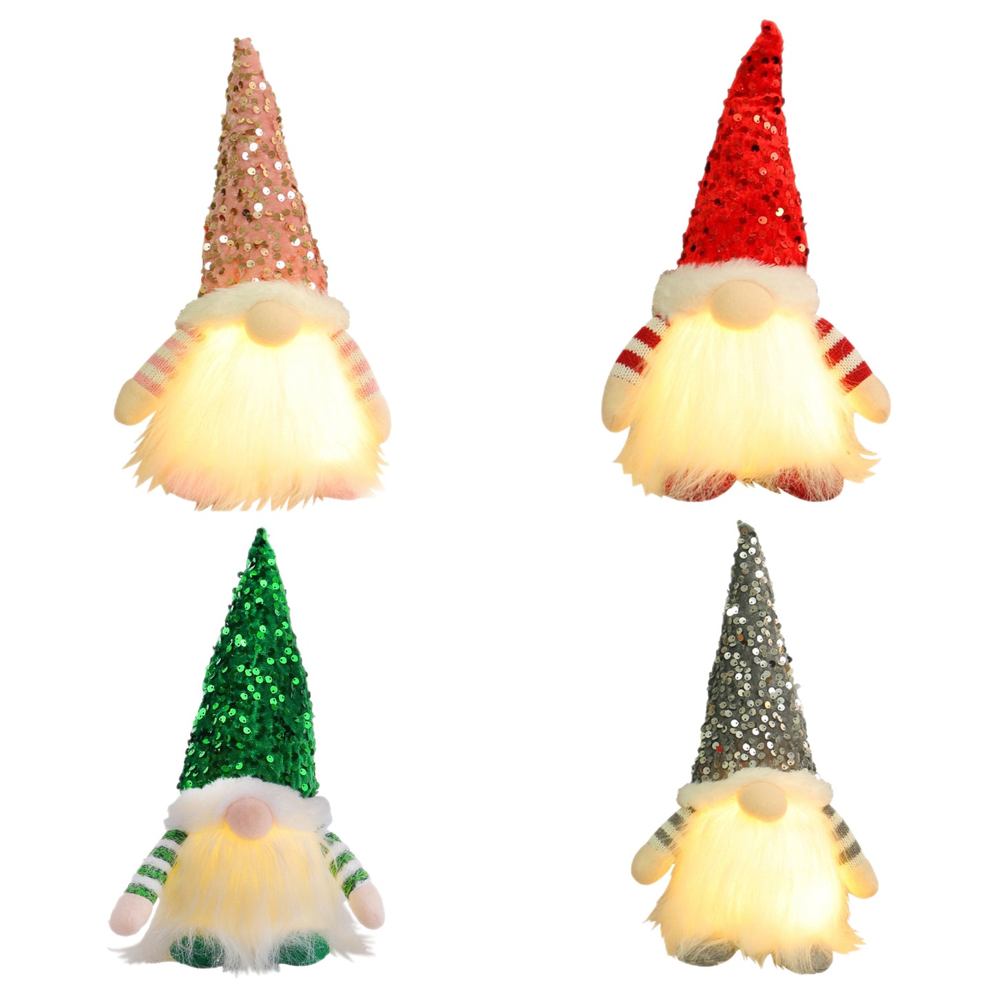 2 Pcs Grey Charming Light-Up Christmas Gnome - Festive Nordic Plush Holiday Decoration