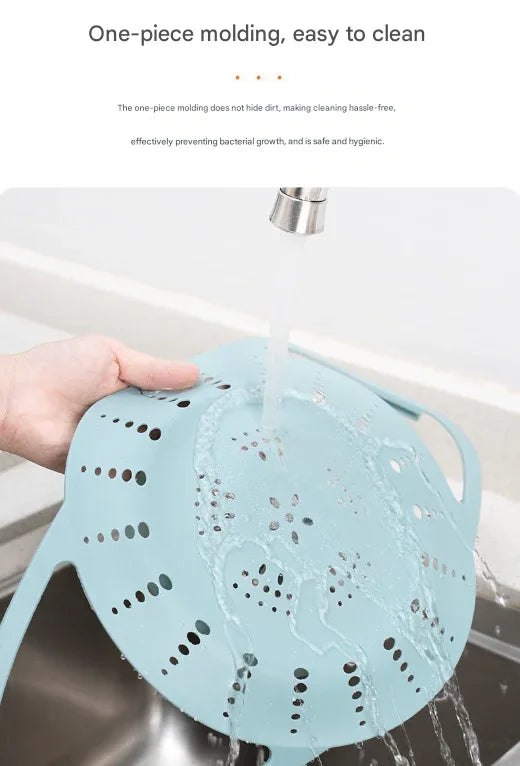 Small Blue Flexible Silicone Steamer Basket with Heat-Resistant Handles - Food-Grade Vegetable Steamer Insert for Pots & Pans