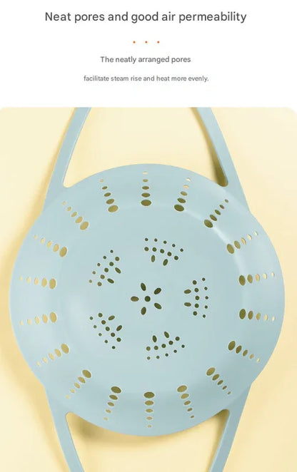 Small Pink Flexible Silicone Steamer Basket with Heat-Resistant Handles - Food-Grade Vegetable Steamer Insert for Pots & Pans