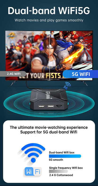 Black G96mini 8K Android TV Box 8G+128G — 5G Dual WiFi Smart Media Player with Voice Remote and HDMI Cable, Australian Plug