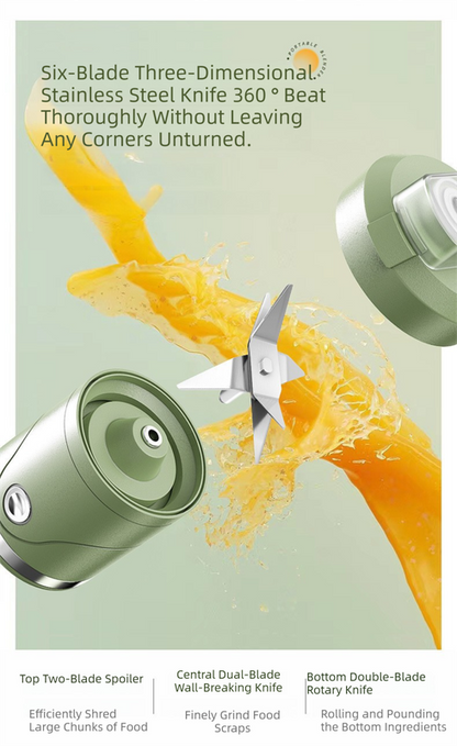 Green Portable Automatic Rechargeable Blender Wireless Juicer Mini Ice Crusher for Smoothies & Shakes