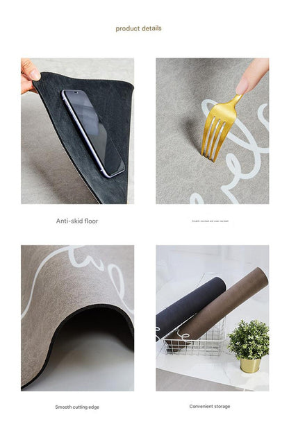 Super Absorbent Quick-Dry Diatomite Bath Mat - Non-Slip Suede Finish Bathroom Floor Mat(Letter Navy Blue)