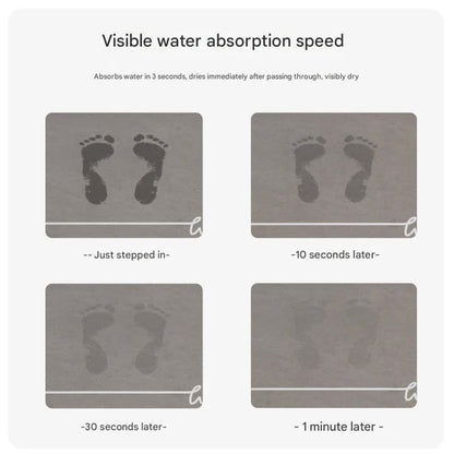 Super Absorbent Quick-Dry Diatomite Bath Mat - Non-Slip Suede Finish Bathroom Floor Mat(Feather Gray)