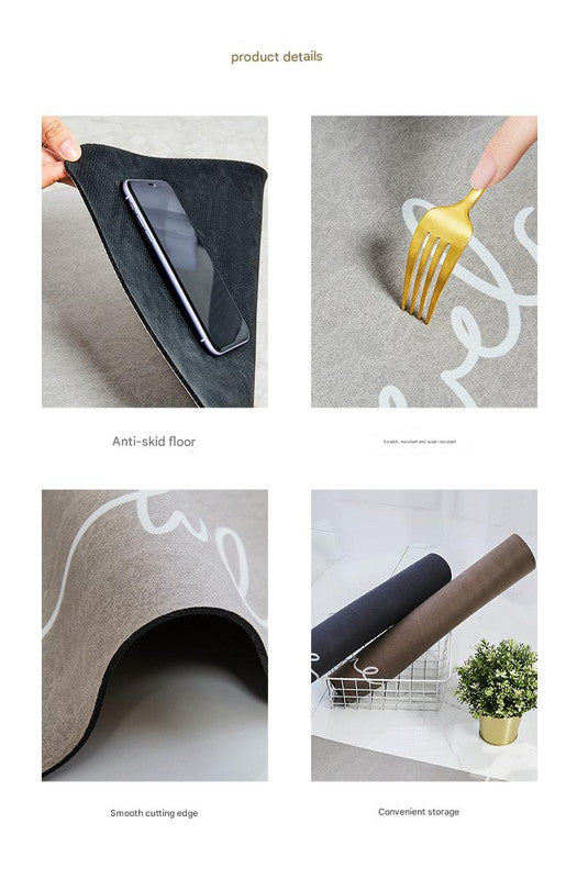 Super Absorbent Quick-Dry Diatomite Bath Mat - Non-Slip Suede Finish Bathroom Floor Mat(Feather Gray)