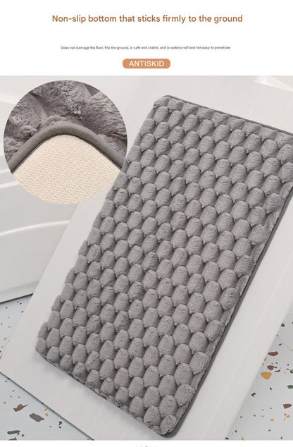 Plush Cobblestone Memory Foam Bath Mat - Super Absorbent, Non-Slip & Machine Washable(Pink 50*80㎝)