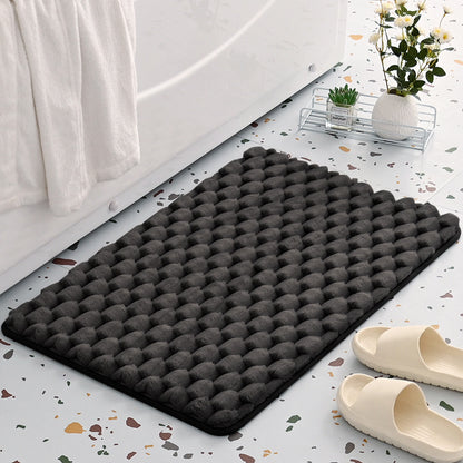 Plush Cobblestone Memory Foam Bath Mat - Super Absorbent, Non-Slip & Machine Washable(Black 50*80㎝)