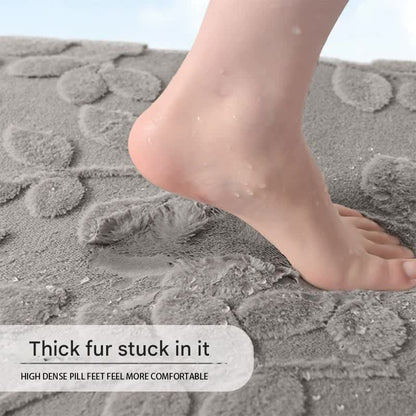 Plush Embossed Leaf Bath Mat - Ultra Soft, Absorbent & Non-Slip Bathroom Rug(White 50*80㎝)