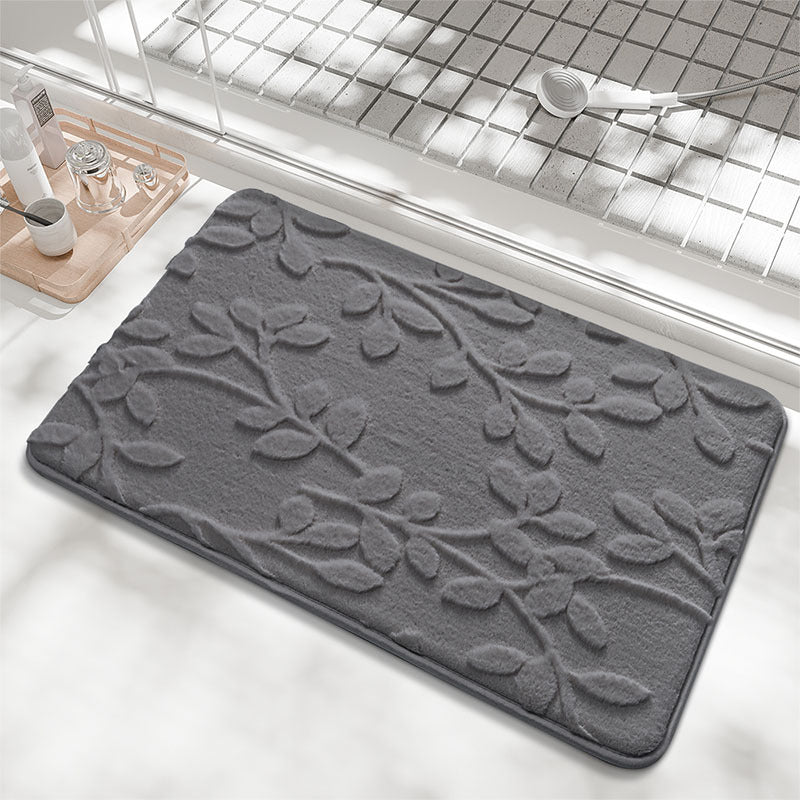 Plush Embossed Leaf Bath Mat - Ultra Soft, Absorbent & Non-Slip Bathroom Rug(Dark gray 50*80㎝)