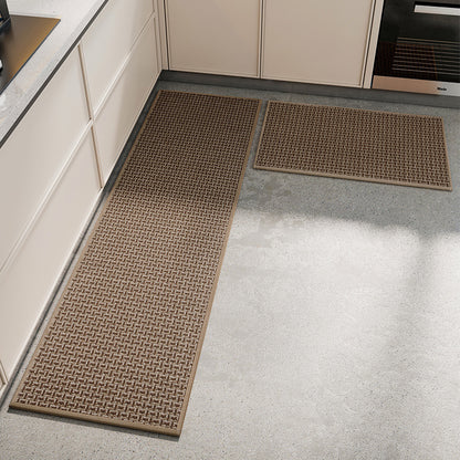 Absorbent & Dirt-Resistant Woven Kitchen Mat - Non-Slip Runner Rug for Home(Interlocking Brown)