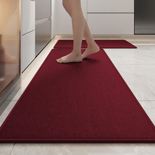 Absorbent & Dirt-Resistant Woven Kitchen Mat - Non-Slip Runner Rug for Home(Style Woven Red)