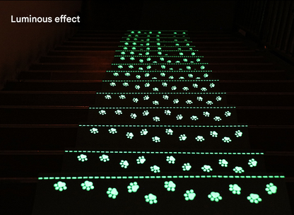 3-Pack Green Non-Slip Luminous Stair Treads - Self-Adhesive Pet Paw Print Stair Mats 55x22x4.5cm